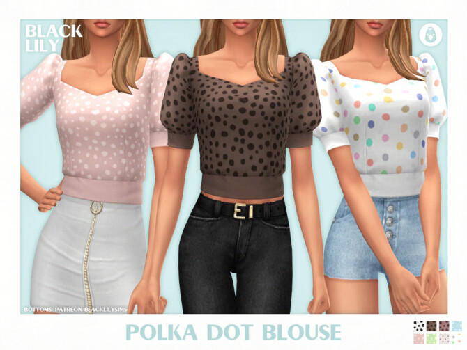 Sims 4 Polka Dot Blouse by Black Lily at TSR