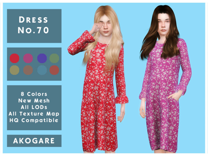 Sims 4 Dress No.70 by Akogare at TSR