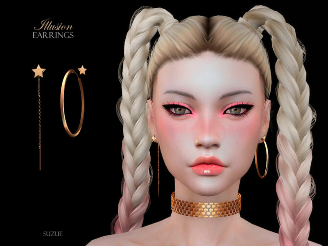 Sims 4 Illusion Earrings by Suzue at TSR