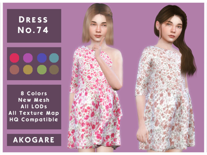 Sims 4 Dress No.74 by  Akogare  at TSR