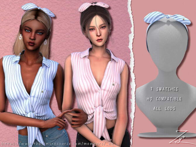 Sims 4 Striped Head Band with Bow by Zy at TSR