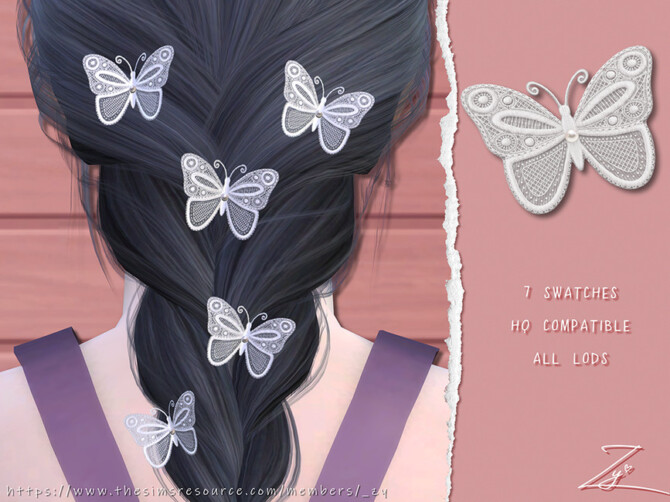 Sims 4 Lace Butterfly Hairpins For Kid by  zy at TSR