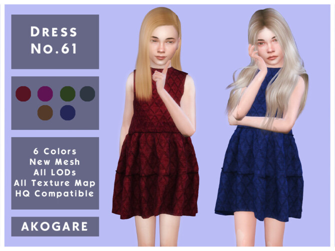 Sims 4 Dress No.61 by  Akogare  at TSR