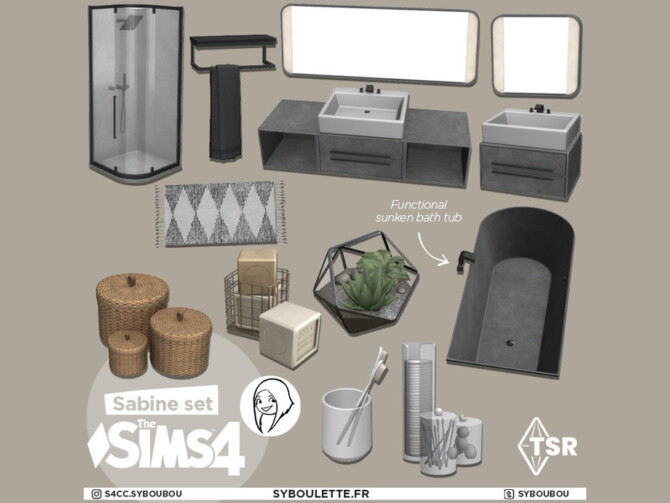 Sims 4 Sabine bathroom set Part 1: Furnitures by Syboubou at TSR