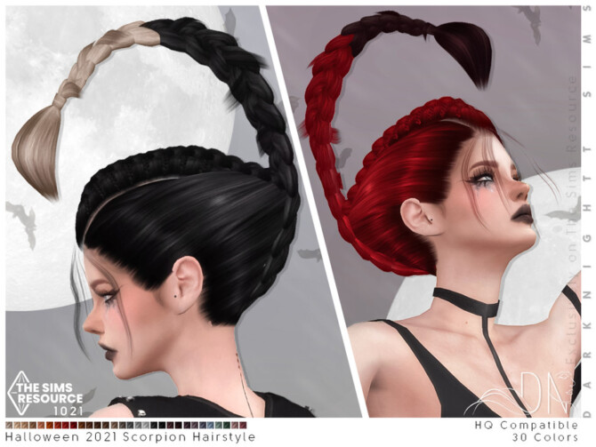 Sims 4 Halloween 2021 Scorpion Hairstyle Set by DarkNighTt at TSR