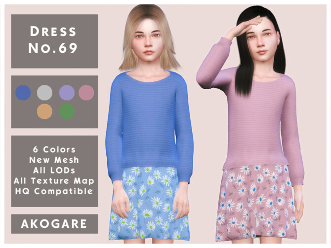 Sims 4 Dress No.69 by  Akogare  at TSR