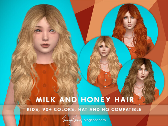 Sims 4 Milk and Honey Hair KIDS by SonyaSimsCC at TSR