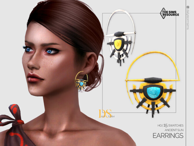Sims 4 Ancient Sun Earrings by DailyStorm at TSR
