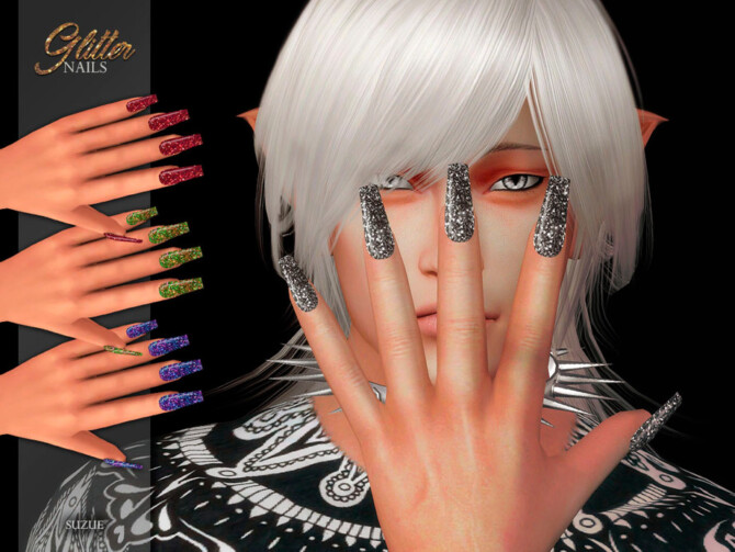 Sims 4 Glitter Nails by Suzue at TSR