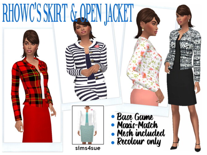 Sims 4 RHOWC’S SKIRT & OPEN JACKET at Sims4Sue