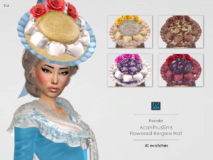 AcanthusSims Flowered Bergere Hat RC at Elfdor Sims