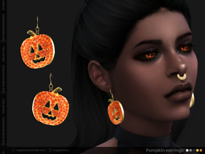 Sims 4 Pumpkin earrings by sugar owl at TSR