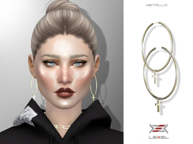 Sims 4 Metallic Earrings by LEXEL s at TSR