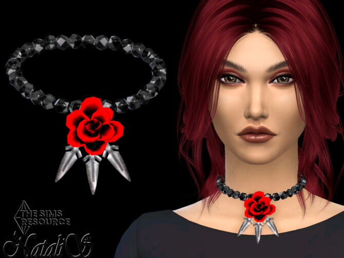 Sims 4 Rose with daggers beaded necklace by NataliS at TSR