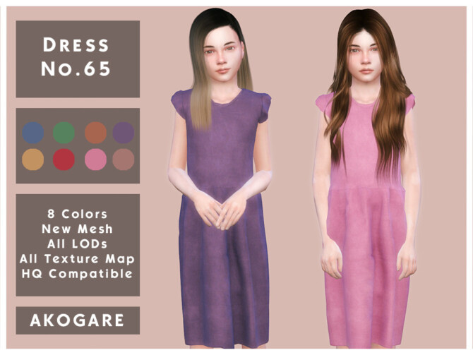 Sims 4 Dress No.65 by Akogare at TSR