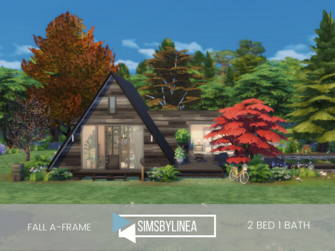 Sims 4 Fall A Frame House by SIMSBYLINEA at TSR
