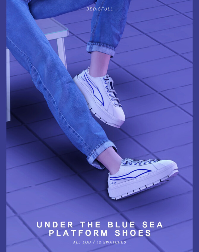 Sims 4 Under the blue sea platform shoes at Bedisfull – iridescent