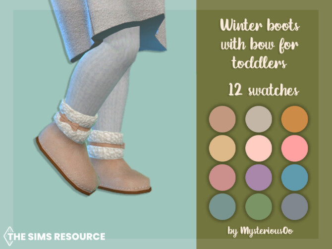 Sims 4 Winter boots with bow for toddlers by MysteriousOo at TSR