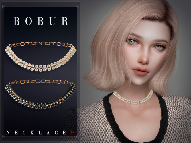 Sims 4 Pearl chain necklace by Bobur3 at TSR