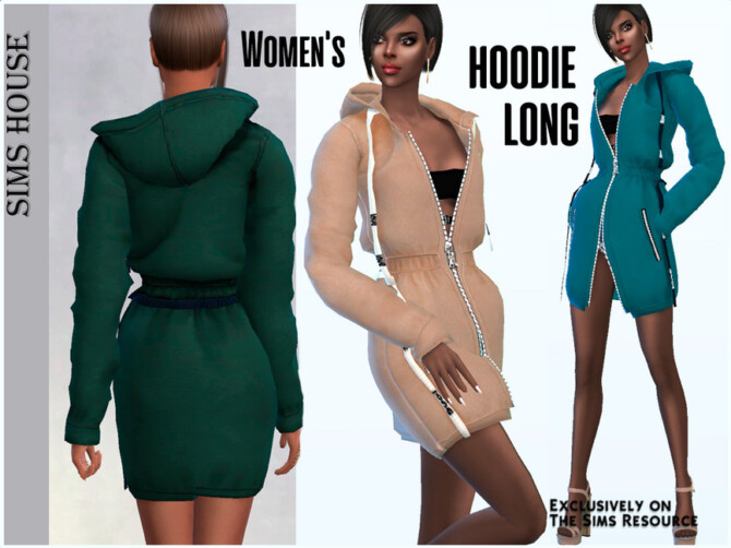 Sims 4 Womens long hoodie by Sims House at TSR