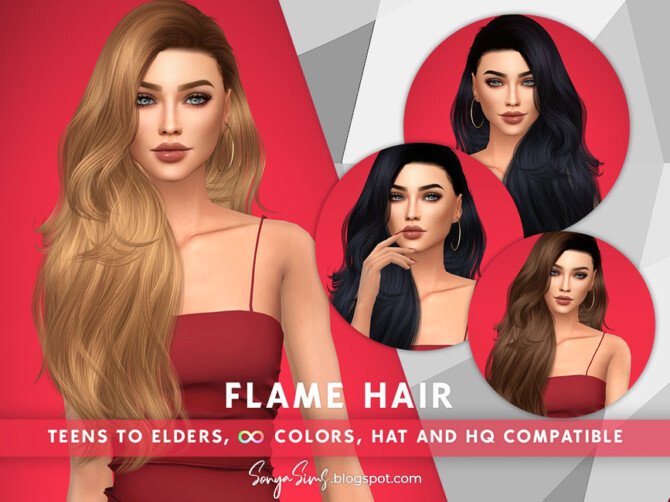 Sims 4 Flame Hair by SonyaSimsCC at TSR