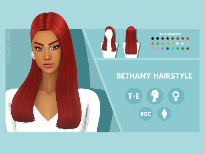 Sims 4 Bethany Hairstyle by simcelebrity00 at TSR