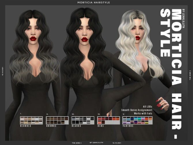 Sims 4 Morticia Hairstyle by Leah Lillith at TSR