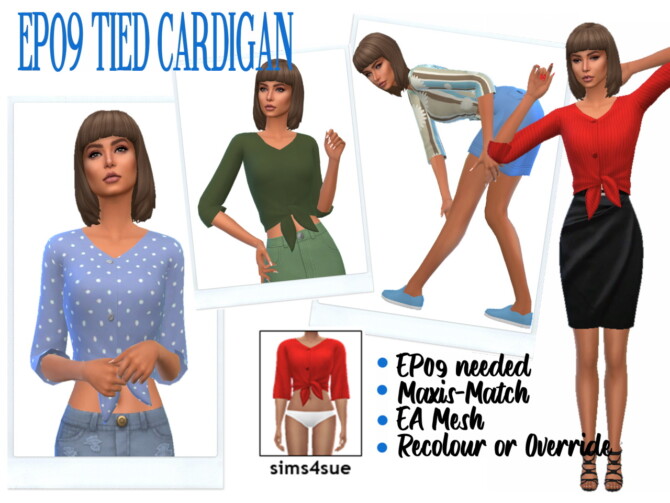 Sims 4 EP09 TIED CARDIGAN at Sims4Sue