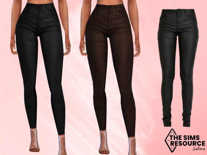 Sims 4 High Waisted Leather Pants by Saliwa at TSR