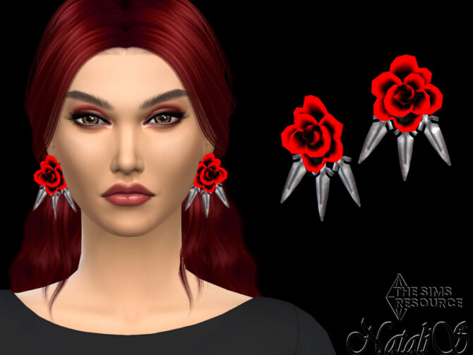 Sims 4 Rose with daggers earrings by NataliS at TSR