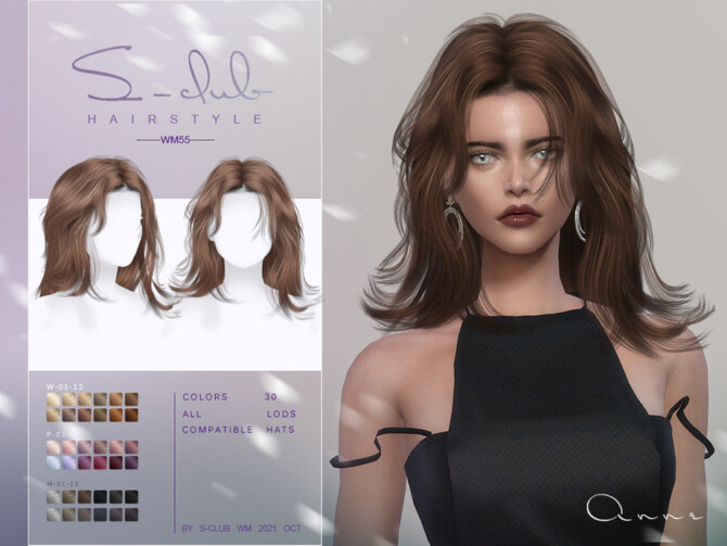 Sims 4 Mi Long curly hairstyle(Anne) by S Club at TSR