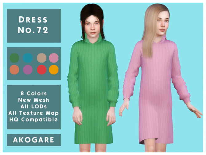 Sims 4 Dress No.72 by Akogare at TSR