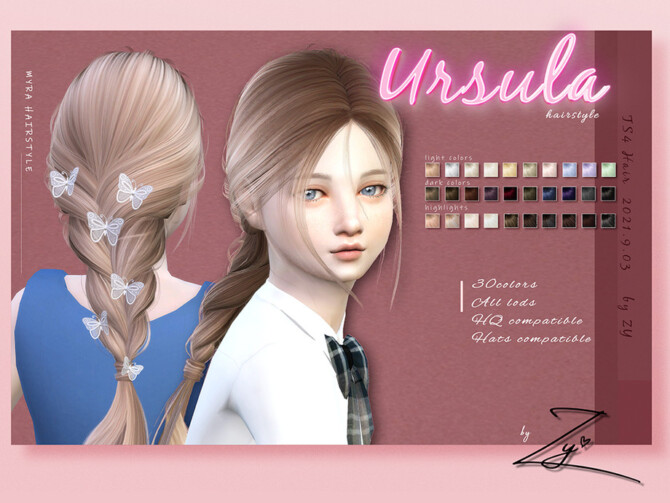 Sims 4 Ursula Hairstyle for kid by  zy at TSR