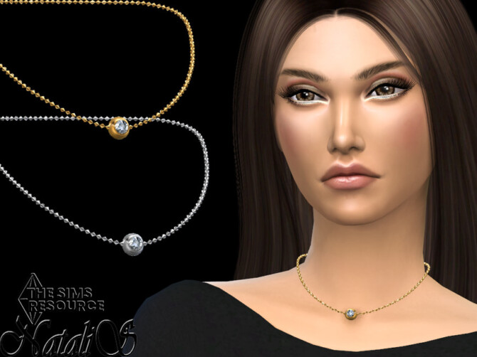 Sims 4 Solitaire bezel diamond necklace by NataliS at TSR