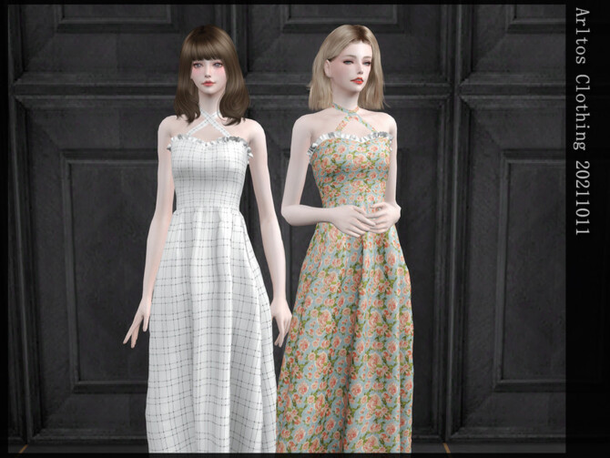 Sims 4 Printed dress 20211011 by Arltos at TSR
