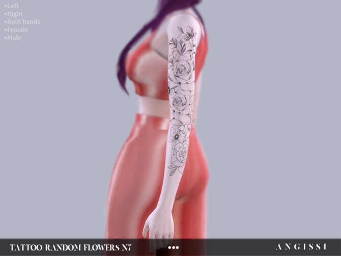 Sims 4 Tattoo Random Flowers n7 by ANGISSI at TSR