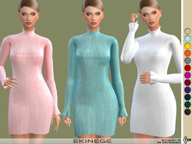 Sims 4 Pleated Silk Blend Dress by ekinege at TSR
