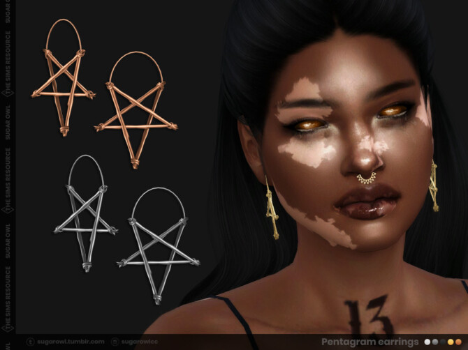 Sims 4 Pentagram earrings by sugar owl at TSR