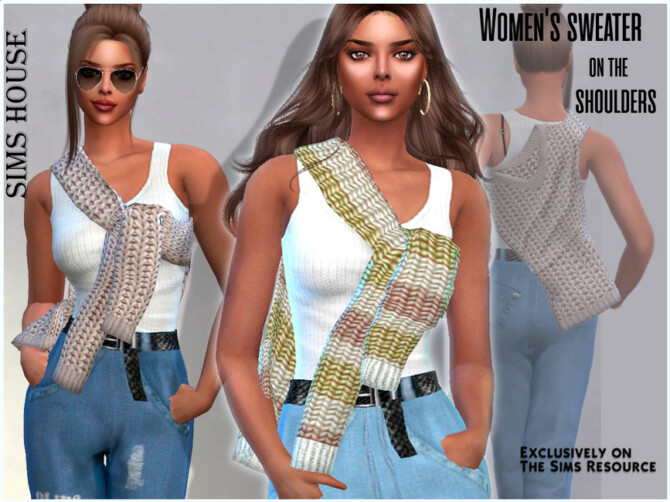 Sims 4 Womens sweater on the shoulders by Sims House at TSR