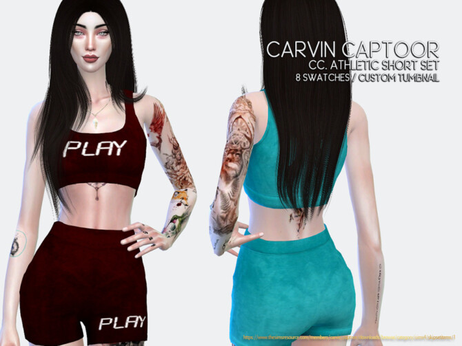 Sims 4 ATHLETIC SHORTS SET by carvin captoor at TSR