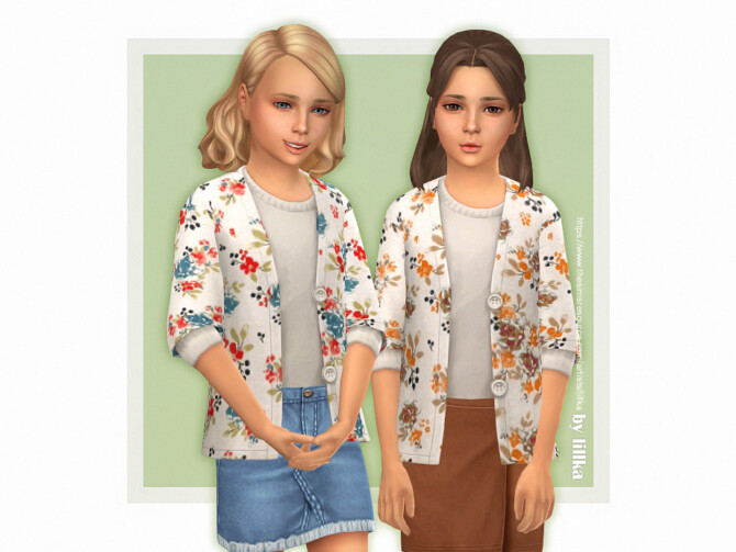 Sims 4 Floral Cardigan by lillka at TSR