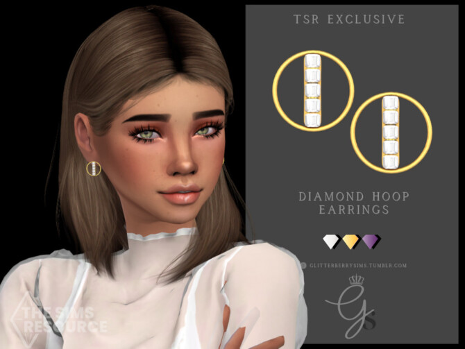 Sims 4 Diamond Hoop Earrings by Glitterberryfly at TSR