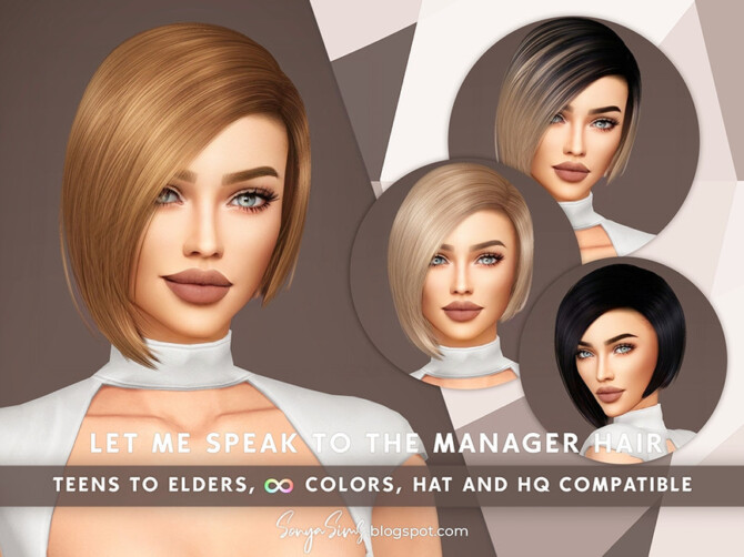 Sims 4 Let Me Speak to The Manager Hair by SonyaSimsCC at TSR