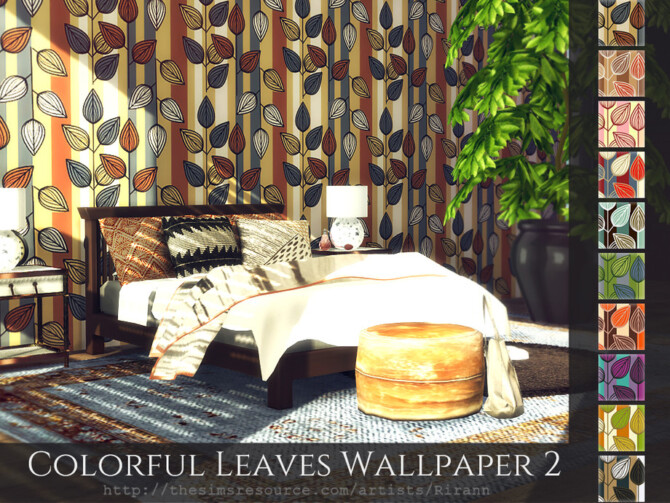 Sims 4 Colorful Leaves Wallpaper 2 by Rirann at TSR