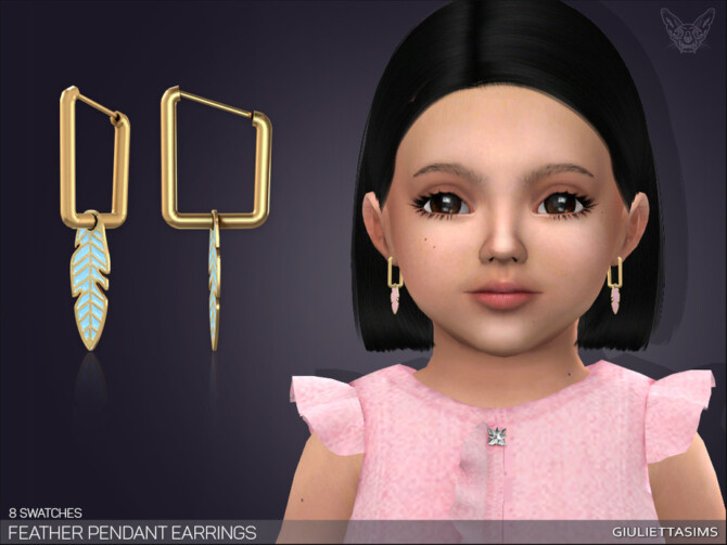 Sims 4 Feather Pendant Earrings For Toddlers by feyona at TSR