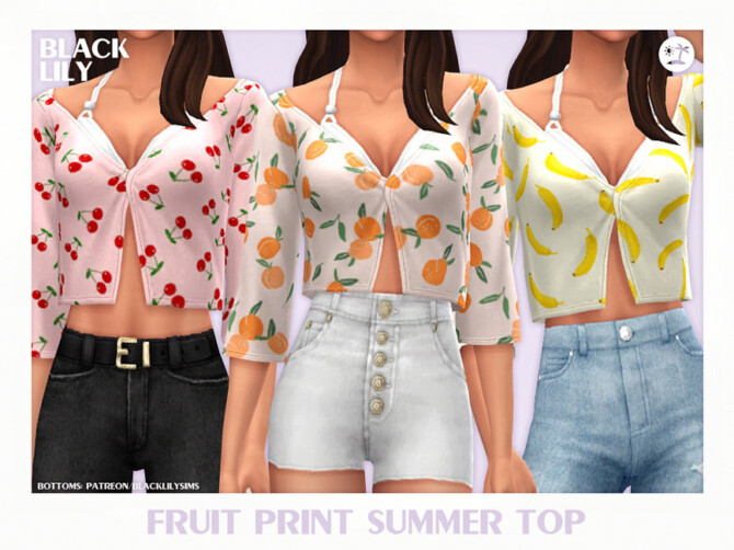 Sims 4 Fruit Print Summer Top by Black Lily at TSR
