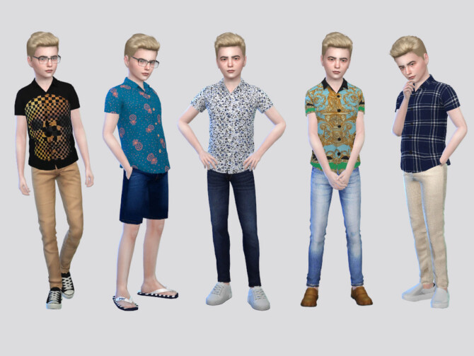 Sims 4 Donix Patterned Shirt Boys by McLayneSims at TSR