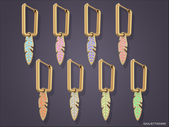 Sims 4 Feather Pendant Earrings For Kids by feyona at TSR