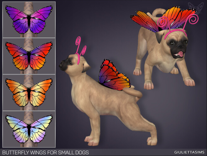 Sims 4 Butterfly Wings For Small Dogs by feyona at TSR