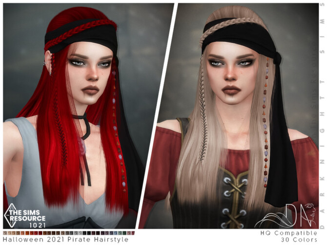 Sims 4 Halloween 2021   Pirate Hairstyle by DarkNighTt at TSR